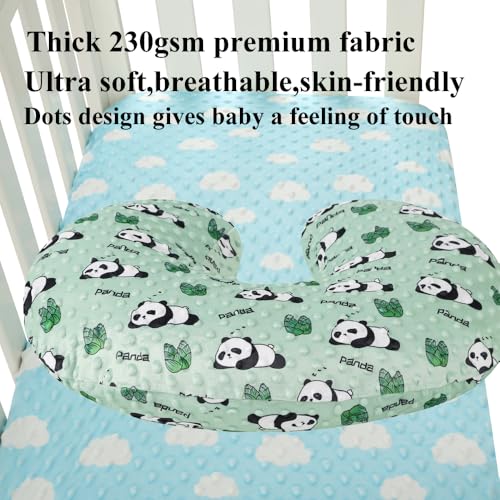 Dot Nursing Pillow Cover Set 2 Pack Compatible with Boppy Pillow - color: Light Blue & Panda