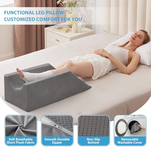 MEGCXIT Leg Elevation Pillow for After Surgery, Wedge Pillow, Grey - color: Grey, size: Single Leg