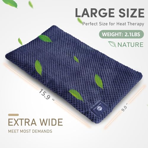 UNCN Wide Microwave Heating Pad with Washable Cover 9.5 x 16in Microwavable - color: Navy Blue