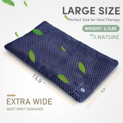 UNCN Wide Microwave Heating Pad with Washable Cover 9.5 x 16in Microwavable - color: Navy Blue