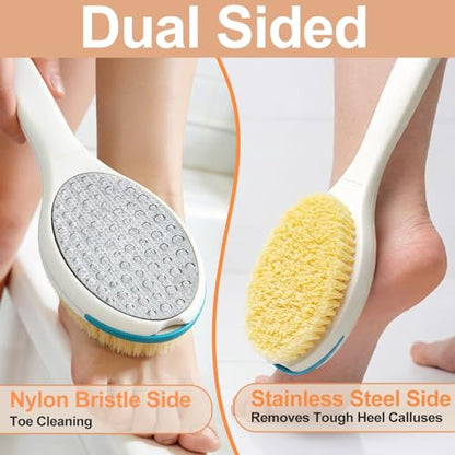 Extendable Long Handle Foot Scrubber & Brush –2-in-1 for Shower