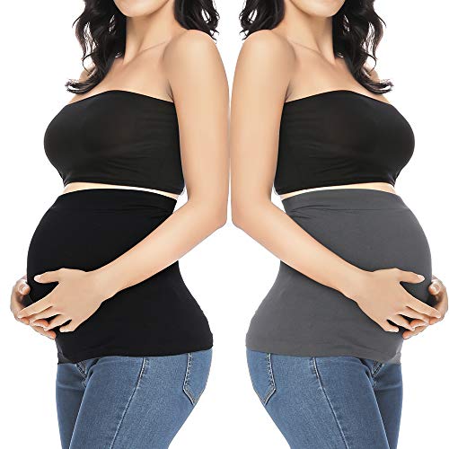 Belly Bands for Pregnant Postpartum Belly Band - color: Black + Dark Gray, size: 3
