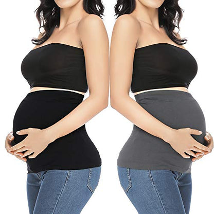 Belly Bands for Pregnant Postpartum Belly Band - color: Black + Dark Gray, size: 3