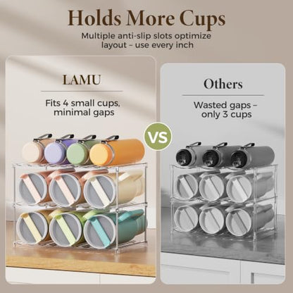LAMU Stackable Water Bottle Organizer Holder Tumbler Cup Storage Rack - size: 3 Tier