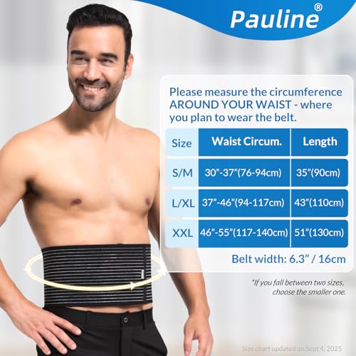 Pauline Umbilical Hernia Belt with 2x Compression Pads, Abdominal Support Binder for Men & Women Belly Hernia Surgery - size: Small-Medium