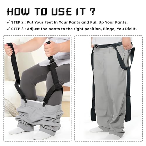 2 Pcs Adjustable Clip & Pull Dressing Aid Pants Wearing Assist Tool Device, Mobility Assist Tool for Pants, Pants Helper for Elderly, Disabled & Pregnant Women