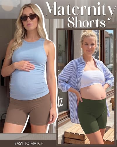 Ficerd 3 Pack Maternity Pajama Lounge Shorts - color: Coffee, Army Green, Black, size: Large