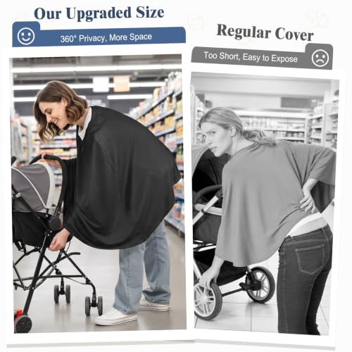 Basumee Nursing Cover for Breastfeeding Breathable Mesh 360 Full Privacy - color: Black, size: 1 Pack