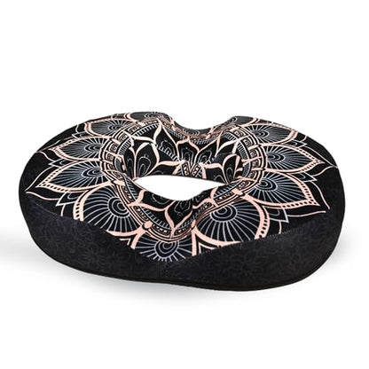 Donut Pillow for Hemorrhoids Seat Cushion for Tailbone Pain Relief - color: Mandala Black