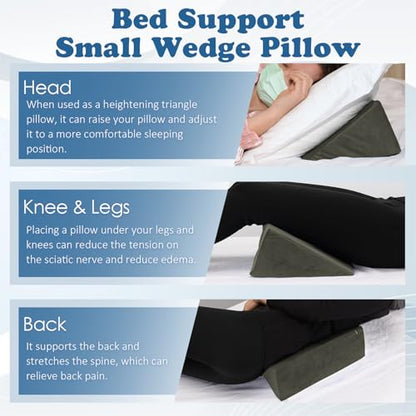 Small Wedge Pillow, Wedge Pillow for Bed Sores, Positioning Wedge - color: 1 Unit, Dark Grey
