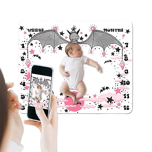 Bat Baby Monthly Milestone Blanket, Halloween Cute Animal Design, 48x40in