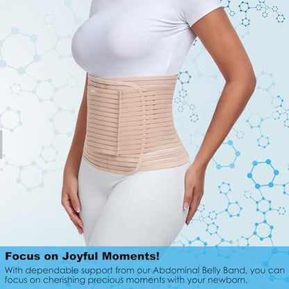 Postpartum & Post Surgery Abdominal Binder. Postpartum Belly Band - color: Beige-XL