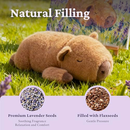 IKASA Microwavable Stuffed Animal Capybara Plush, Heating Weighted 1.5 lbs - color: Brown Capybara