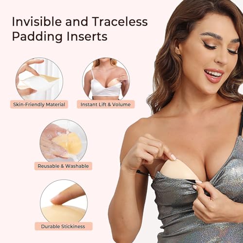 Ultra Boost Sticky Bra Pads Inserts, Double Sided Adhesive Push Up Padding Inserts for Women’ Bras Bikini Swimsuits - size: Medium