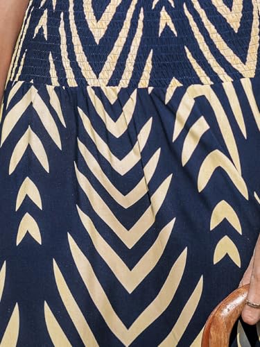CUPSHE Women's Smocked High Waist Irregular Hem Beach Midi Skirt - color: Navy, size: Small