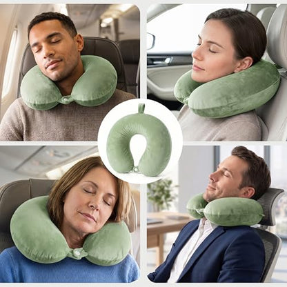 Travel Neck Pillow for Airplane with Pure Memory Foam(Teal) - color: Teal