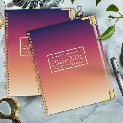 Monthly Calendar Planner 2026-2028, 3 Years Organizer, 9" x 11" - color: Sunset（ Jan 2026 - Dec 2028）