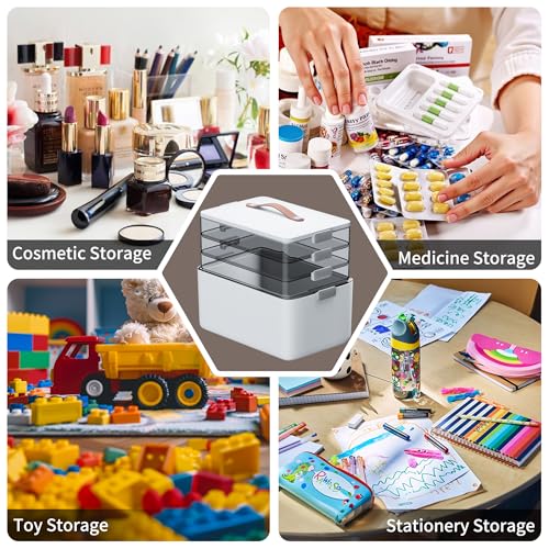 CTIME 4-Tier Medicine Organizer - Portable Medicine Cabinet with Handle - size: Extra Large 4-Tier
