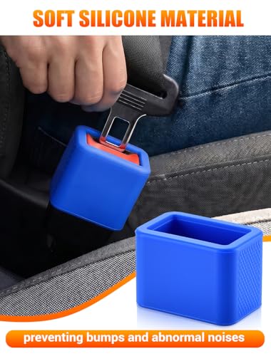 Glow In The Dark Seat Belt Buckle Holder, 2 Pack Silicone Universal - color: Blue