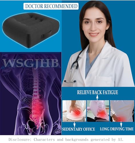 WSGJHB Car Booster Seat Cushion Posture Cushion for Long Sitting - color: Black Regular