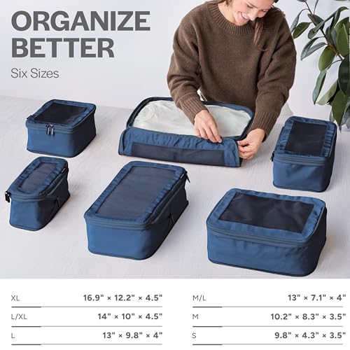 Aerotrunk Compression Packing Cubes for Travel, 6-Pack, Dark Blue - color: Dark Blue, size: 6-Pack