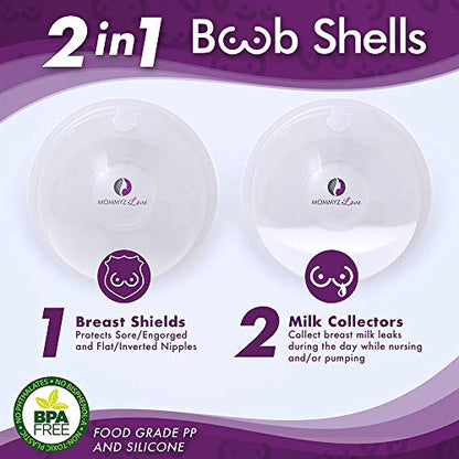 Mommyz Love Breast Shells & Milk Catcher for Breastfeeding with Plugs - size: With Plugs - 2 Pack