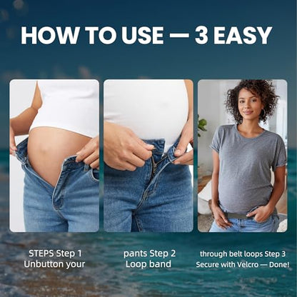 Women's Maternity Belly Band — Adjustable Waistband Extender for Jeans | Stretchy Extender with Hook-and-Loop - color: Brown