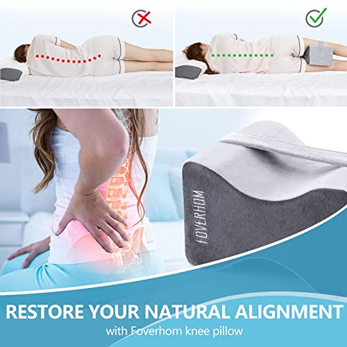 foverhom Memory Foam Knee Pillow Orthopedic Leg Support Grey - color: Grey-thigh Circumference Under 26″ (66cm)