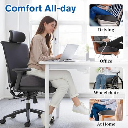 CushyOasis Seat Cushion, Gel Memory Foam Office Chair Cushions, (Grey) - color: Grey, size: Large