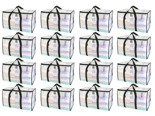 BALEINE 16-Pack Oversized Moving Bags with Reinforced Handles, Heavy-Duty Storage Tote for Clothes, Moving Supplies (Clear, 16-Pack) - color: Clear, size: 16-Pack