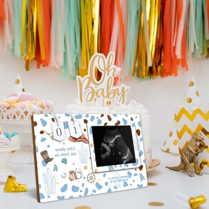 Cowboy Sonogram Picture Frame,Western Ultrasound Photo Frame Baby Countdown - size: cowboy