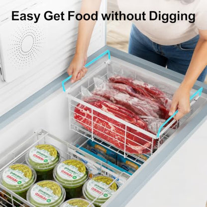 iSPECLE Freezer Organizer Bins - Wire Baskets for Frozen Food, 3 Pack White - color: Large White-3 Pcs