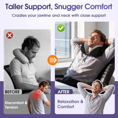 CloudBliss Neck Pillow for Airplanes, Memory Foam Travel Pillow, Black - color: Black