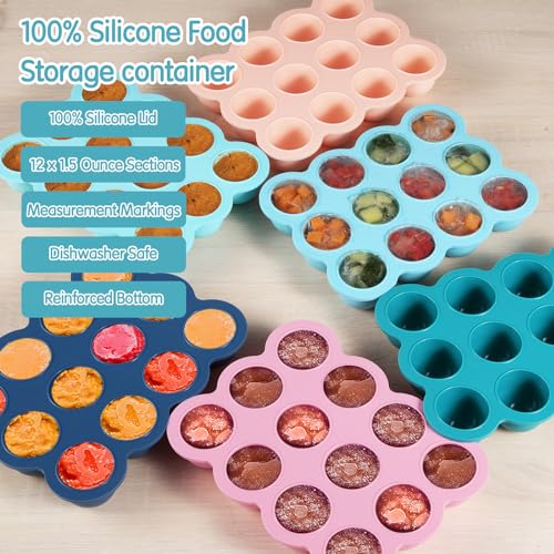 Silicone Freezer Tray with Soft Lid, 1.5oz x 12 Pods (Light Green) - color: Light Green (12 x 1.5 OZ)
