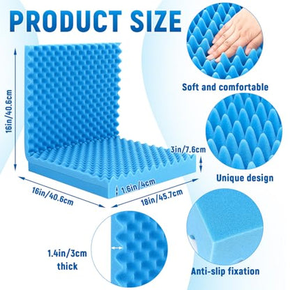 Geiserailie 1 Pcs 32 x 18 x 3 Inches Egg Foam Pad Cushions for Chair, Blue - color: Blue