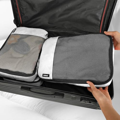 Packing Cubes for Travel,4 Set Packing Cubes for Suitcases,Lightweight Mesh Luggage Organizer Bag with Double Zipper,White - color: White