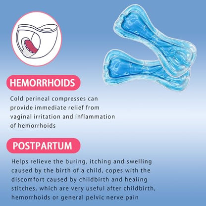 Postpartum Cold Pack, Perineal Cooling Pad Pregnancy & Hemorrhoid Pain Relief, Postpartum Ice Pack Pads (blue) - color: Blue (2 Ice Pack + 0 Fabric Cover)
