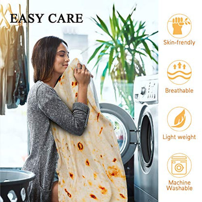 Lhedon Tortilla Blanket Kids 49 Inch Burrito Blanket Soft Flannel - color: Beige, size: 49 inch