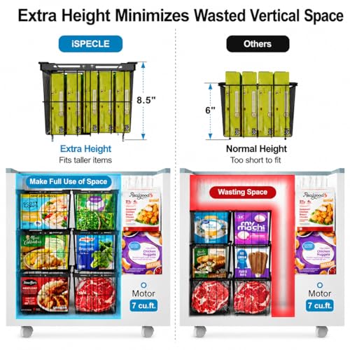 iSPECLE Freezer Organizer Bins - Adjustable Width & Extra Depth, 3 Pack - style: 3-Pack Black
