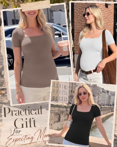Ficerd 4 Pack Women's Maternity Shirts - color: Gray Green, Coffee, White, Black, size: XX-Large