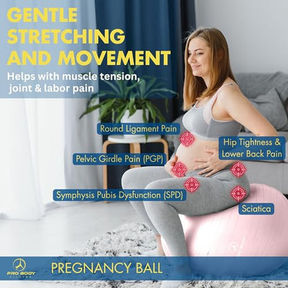 ProBody Pilates Pregnancy Ball with Guide - Birthing Ball - color: Rose, size: 75 cm: 5'10" +