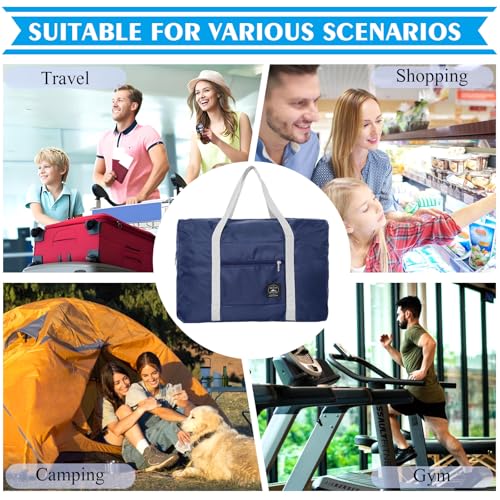 Travel Bag 2PCS Foldable Duffle Tote Weekender Overnight Luggage Bag - color: Pink+Blue