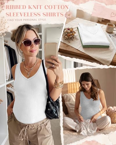 Neer 4 Pack Maternity Ribbed Tank Tops - color: Army Green, Light Heather Gray, White, Black, size: Large
