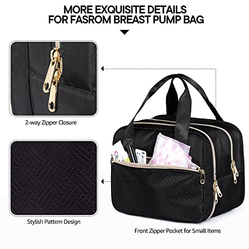 Fasrom Wearable Breast Pump Bag, Insulated Pump Carrying Case with Cooler - color: Black