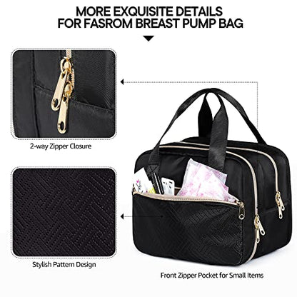 Fasrom Wearable Breast Pump Bag, Insulated Pump Carrying Case with Cooler - color: Black