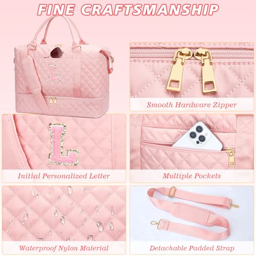Travel Bags with Makeup Bag Personalized Gift for Her(Pink,L) - color: Pink, style: L