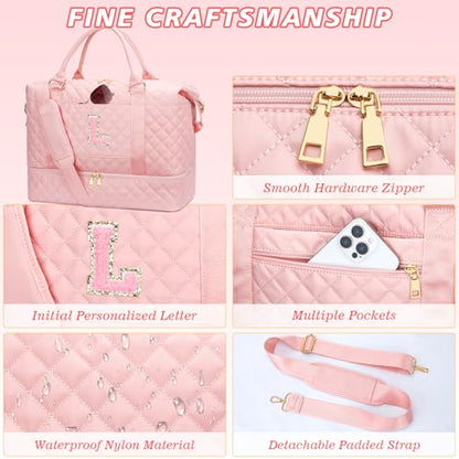 Travel Bags with Makeup Bag Personalized Gift for Her(Pink,L) - color: Pink, style: L