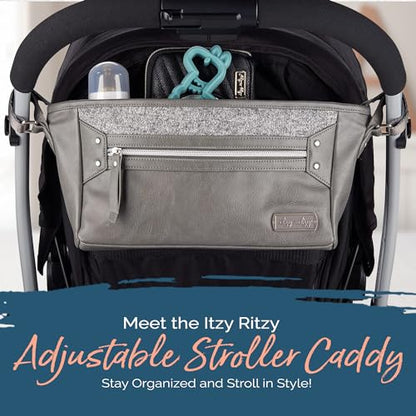 Itzy Ritzy Adjustable Stroller Caddy and Organizer Bag Featuring Front Zippered Pocket, 2 Built-In Interior Pockets & Adjustable Straps to Fit Nearly Any Stroller (Grayson) - color: Grayson