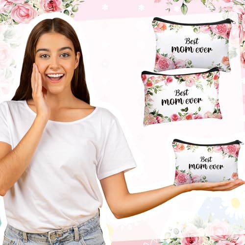 Tallew 10 Pcs Best Mom Ever Makeup Bags Gifts, Rose - style: Rose