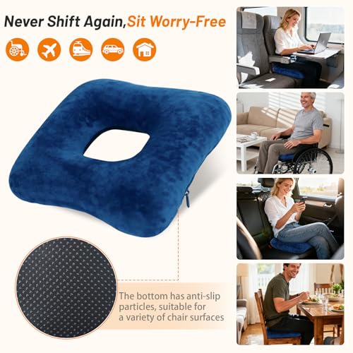 Donut Pillow for Tailbone Pain, Wheelchair Cushion - color: Blue